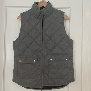 J. Crew Gray Quilted Vest with Gold Accents
